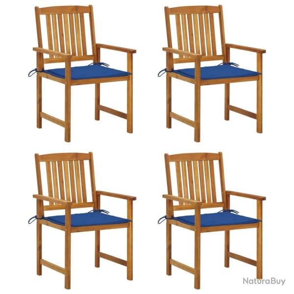 Chaises de jardin avec coussins lot de 4 Bois d'acacia massif