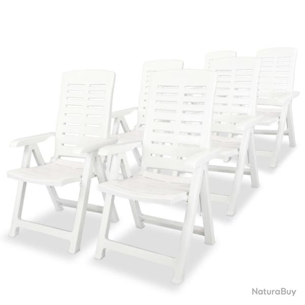 Chaises inclinables de jardin lot de 6 Plastique Blanc