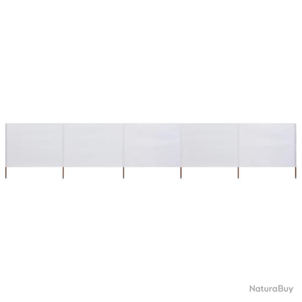 Paravent 5 panneaux Tissu 600 x 160 cm Blanc sable