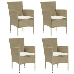 Chaises &agrave; manger de jardin lot de 4 R&eacute;sine tress&eacute;e Beige
