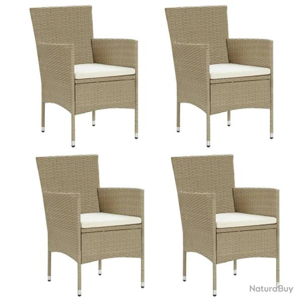 Chaises � manger de jardin lot de 4 R�sine tress�e Beige