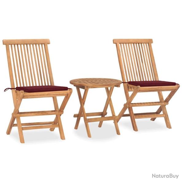 Ensemble � manger d'ext�rieur pliable avec coussin 3 pcs Teck