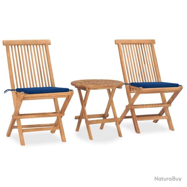 Ensemble � manger d'ext�rieur pliable avec coussin 3 pcs Teck