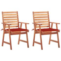 Chaises &agrave; manger d'ext&eacute;rieur lot de 2 et coussins Acacia massif
