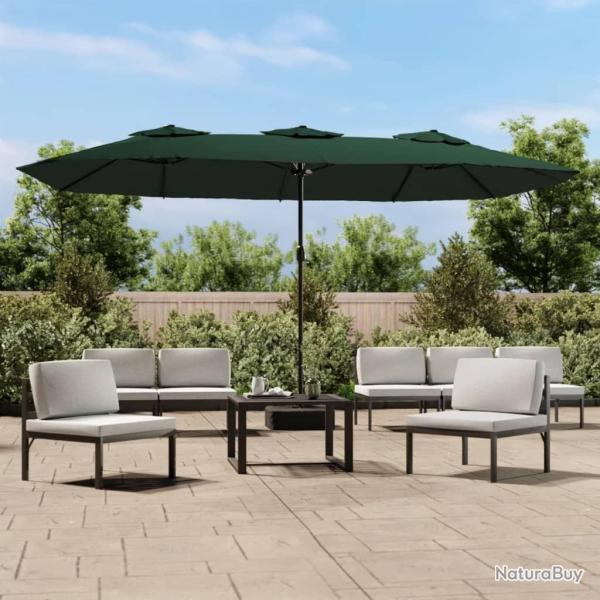 Parasol de jardin � double t�te avec LED vert 449x245 cm