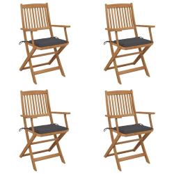 Chaises pliables de jardin lot de 4 avec coussins Bois d'acacia