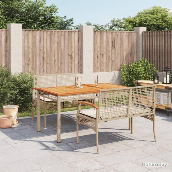 Ensemble � manger de jardin et coussins 3 pcs Beige poly rotin