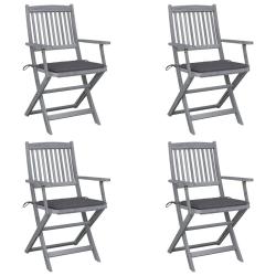 Chaises pliables d'ext&eacute;rieur lot de 4 et coussins Bois d'acacia