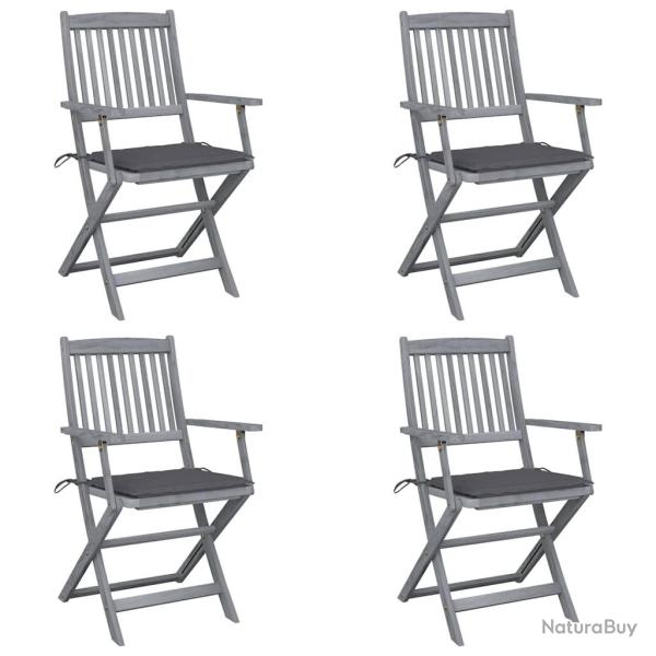 Chaises pliables d'ext�rieur lot de 4 et coussins Bois d'acacia