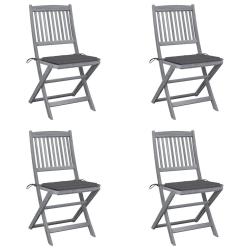 Chaises pliables d'ext&eacute;rieur lot de 4 et coussins Bois d'acacia
