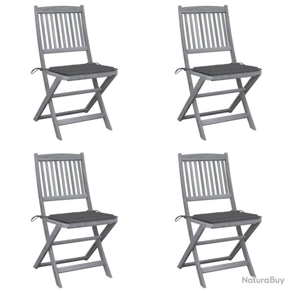 Chaises pliables d'ext�rieur lot de 4 et coussins Bois d'acacia