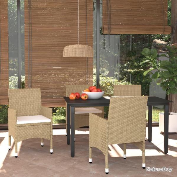 Ensemble � manger de jardin et coussins 5 pcs Poly rotin Beige