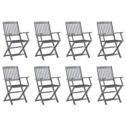 Chaises pliables d'ext&eacute;rieur lot de 8 et coussins Bois d'acacia