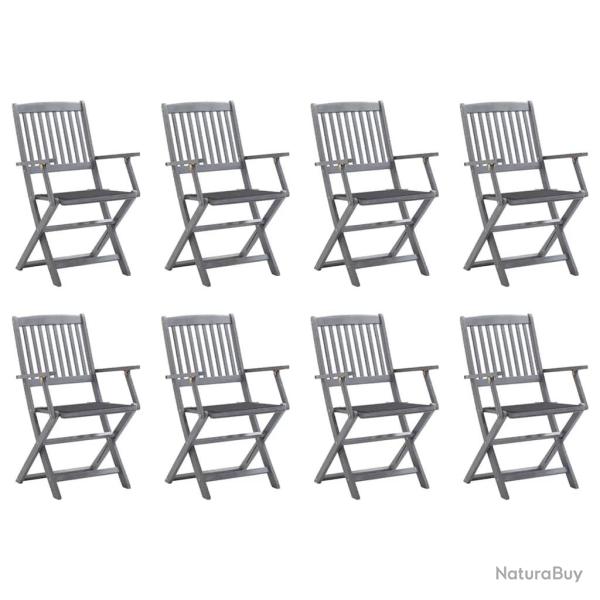 Chaises pliables d'ext�rieur lot de 8 et coussins Bois d'acacia
