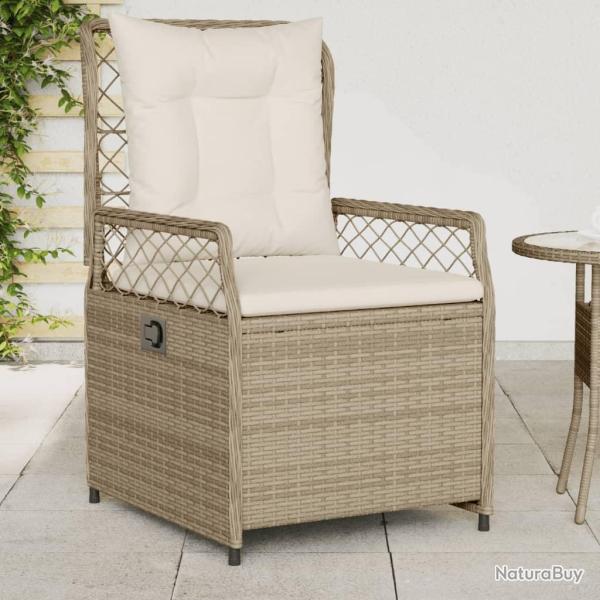 Chaises inclinables de jardin lot de 2 beige r�sine tress�e
