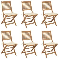 Chaises pliables de jardin lot de 6 avec coussins Bois d'acacia