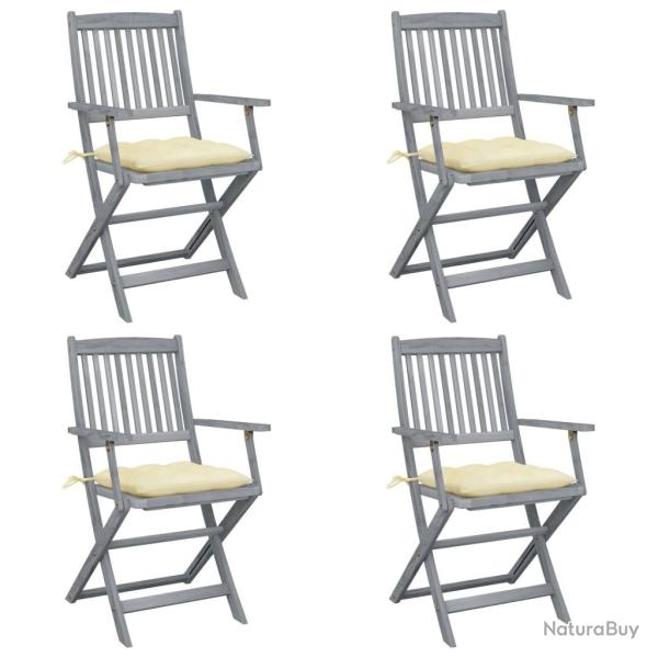 Chaises pliables d'ext�rieur lot de 4 et coussins Bois d'acacia