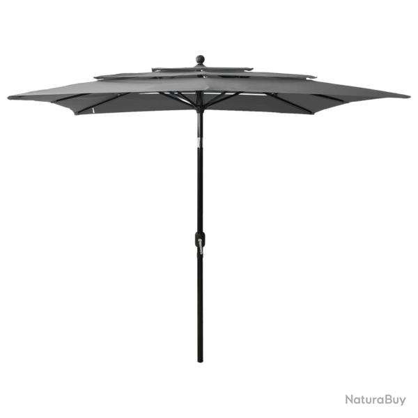 Parasol de jardin  3 niveaux avec mt en aluminium anthracite