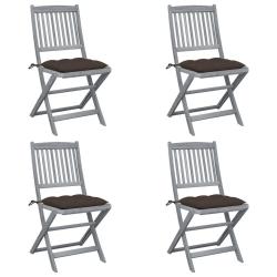 Chaises pliables d'ext&eacute;rieur lot de 4 et coussins Bois d'acacia