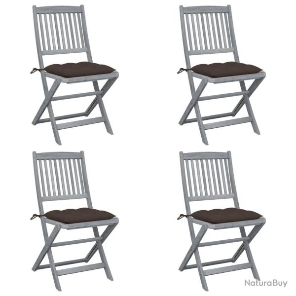 Chaises pliables d'ext�rieur lot de 4 et coussins Bois d'acacia