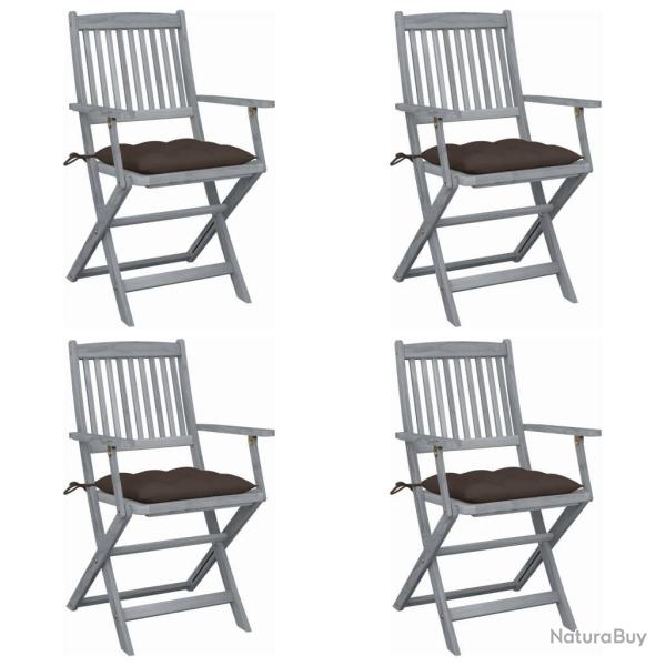 Chaises pliables d'ext�rieur lot de 4 et coussins Bois d'acacia