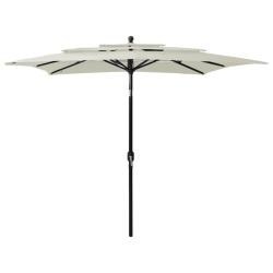 Parasol de jardin &agrave; 3 niveaux avec m&acirc;t en aluminium sable