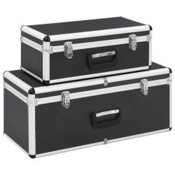 Bo&icirc;tes de rangement 2 pcs Noir Aluminium