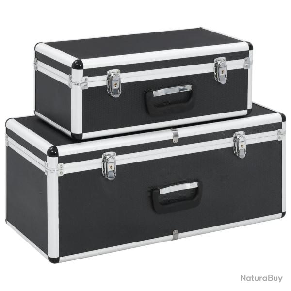 Bo�tes de rangement 2 pcs Noir Aluminium