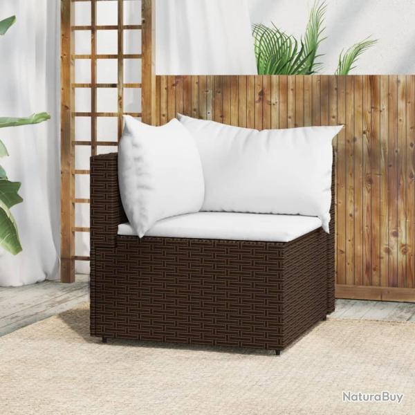 Canap� d'angle de jardin avec coussins marron r�sine tress�e