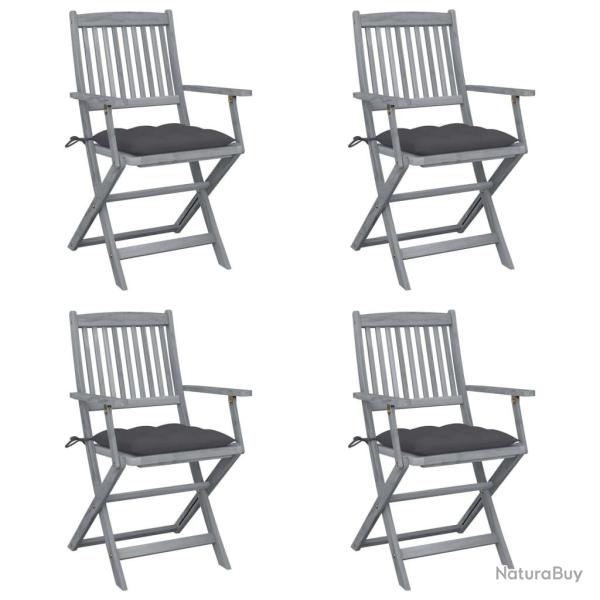 Chaises pliables d'ext�rieur lot de 4 et coussins Bois d'acacia