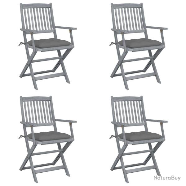 Chaises pliables d'ext�rieur lot de 4 et coussins Bois d'acacia