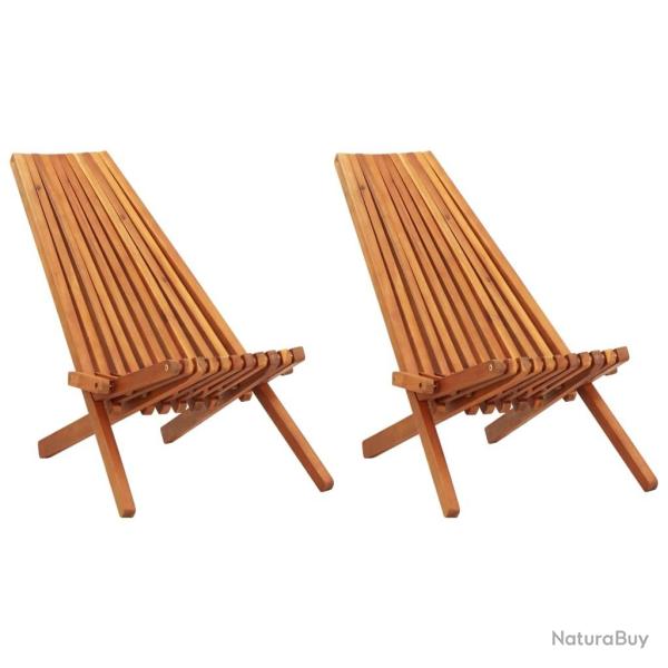 Chaises pliables d'ext�rieur lot de 2 Bois d'acacia solide