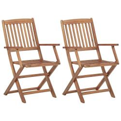 Chaises pliables d'ext&eacute;rieur lot de 2 Bois d'acacia solide