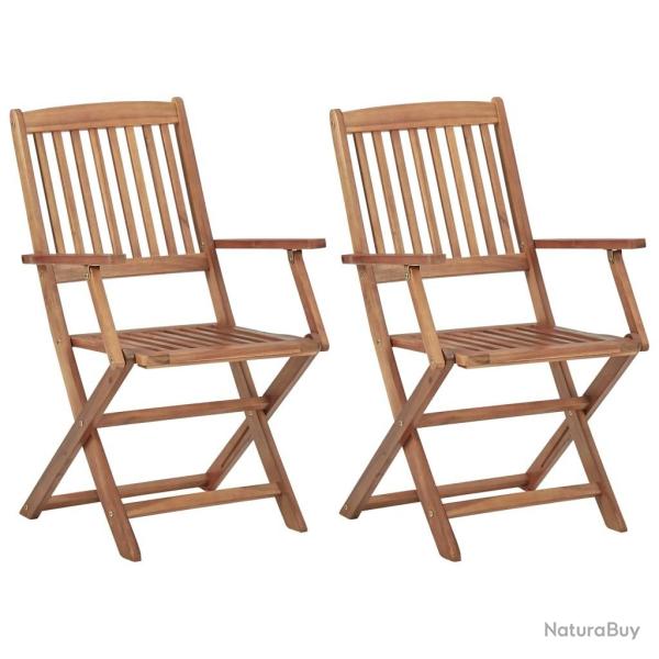 Chaises pliables d'ext�rieur lot de 2 Bois d'acacia solide