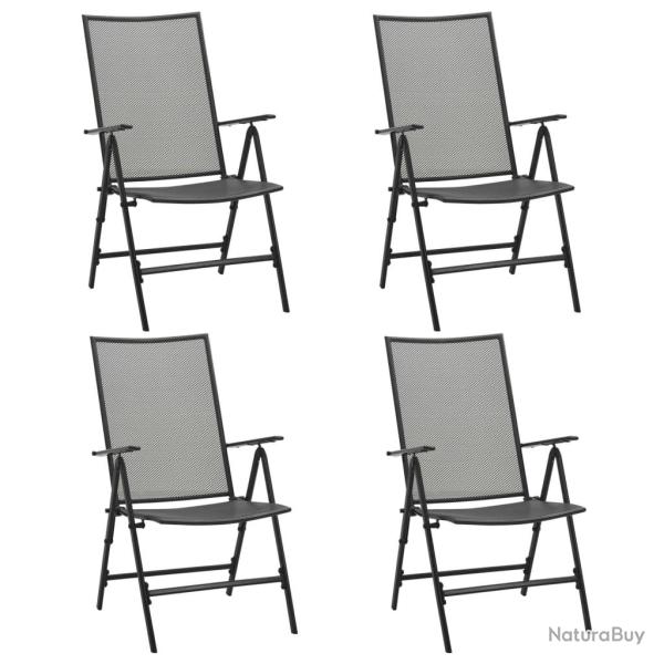 Chaises pliables en maille lot de 4 Acier Anthracite