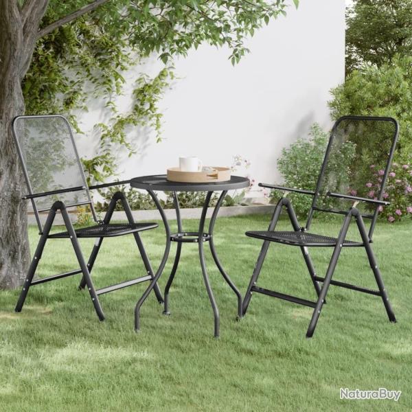Chaises pliables jardin lot de 2 Maille mtallique Anthracite