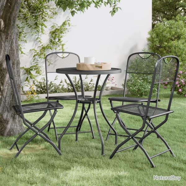 Chaises pliables jardin lot de 4 Maille mtallique Anthracite