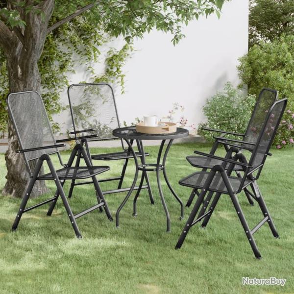 Chaises pliables jardin lot de 4 Maille m�tallique Anthracite