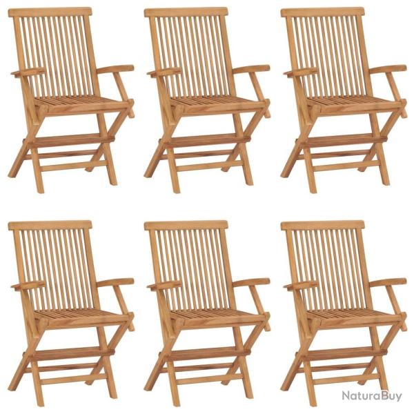 Chaises pliables de jardin lot de 6 Bois de teck solide