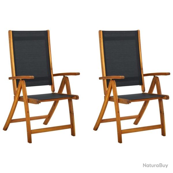 Chaises pliables de jardin lot de 2 Bois d'acacia et textil�ne