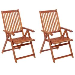 Chaises pliables de jardin lot de 2 Bois solide d'acacia Marron