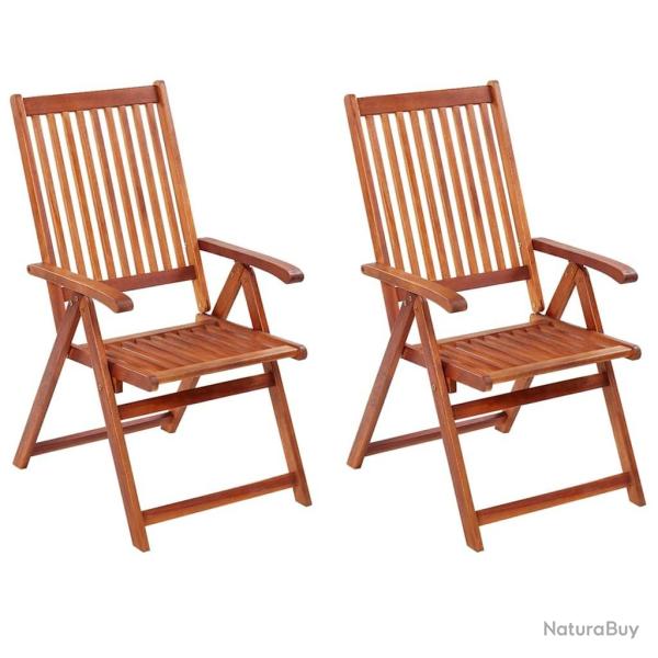 Chaises pliables de jardin lot de 2 Bois solide d'acacia Marron