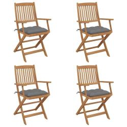 Chaises pliables de jardin lot de 4 avec coussins Bois d'acacia