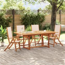 Chaises pliables de jardin lot de 4 bois d'acacia et textil&egrave;ne