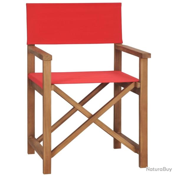 Chaise de metteur en scne Bois de teck solide Rouge