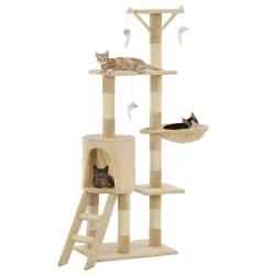 Arbre &agrave; chat avec griffoirs en sisal 138 cm Beige