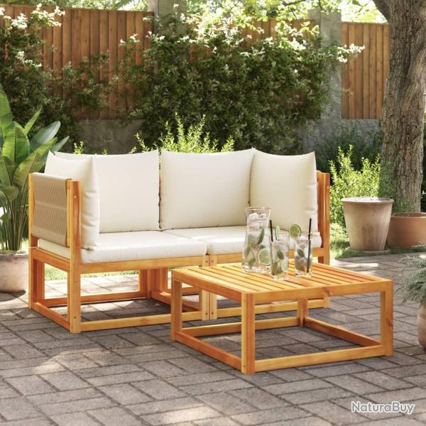 Canap�s d'angle de jardin et coussins 2pcs bois massif d'acacia