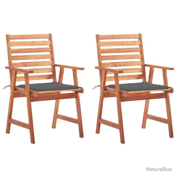 Chaises � manger d'ext�rieur lot de 2 et coussins Acacia massif