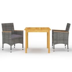 Ensemble &agrave; manger de jardin 3 pcs Gris