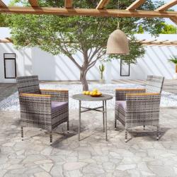 Ensemble &agrave; manger de jardin 3 pcs R&eacute;sine tress&eacute;e Gris